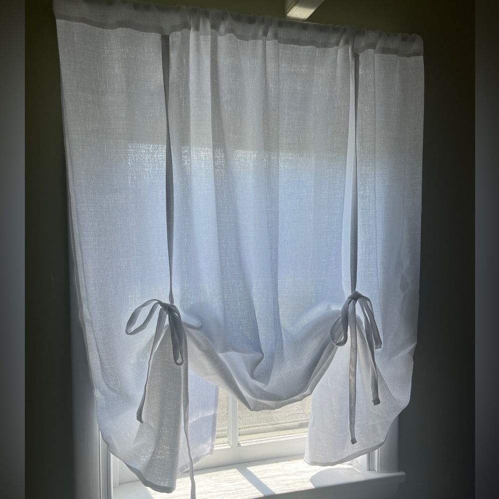 4 White Tie-Up Window Curtain